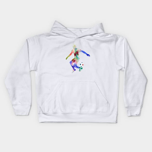 Man Soccer Player Kids Hoodie by RosaliArt